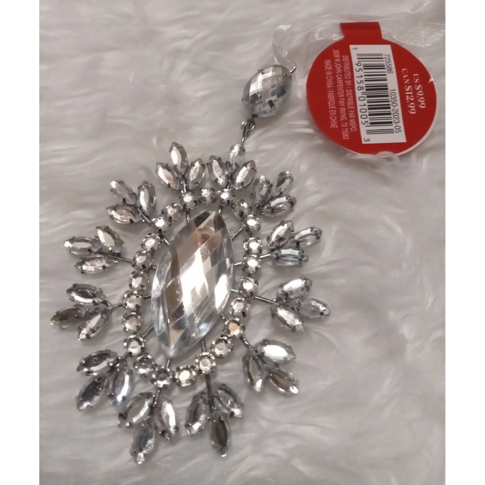 NWT Sparkling Jewel Glam Christmas Ornament Rhinestone Crystals 4" x 0.38" x 6"